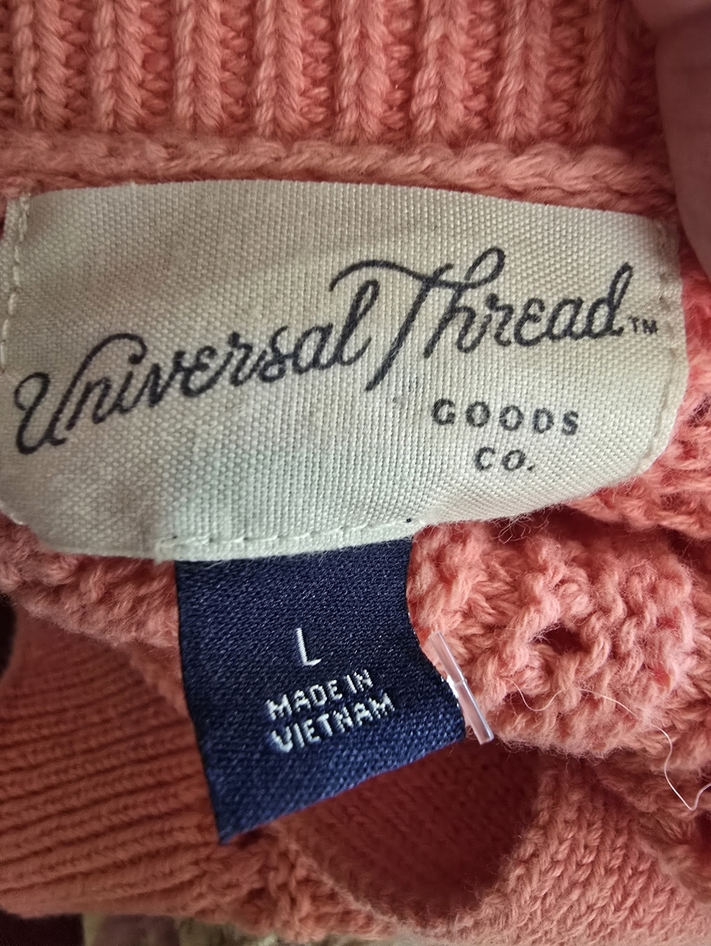 NWOT Universal Threads Bright Coral Women's Crochet Knit Crop Tank Top Size L - Picture 10 of 11